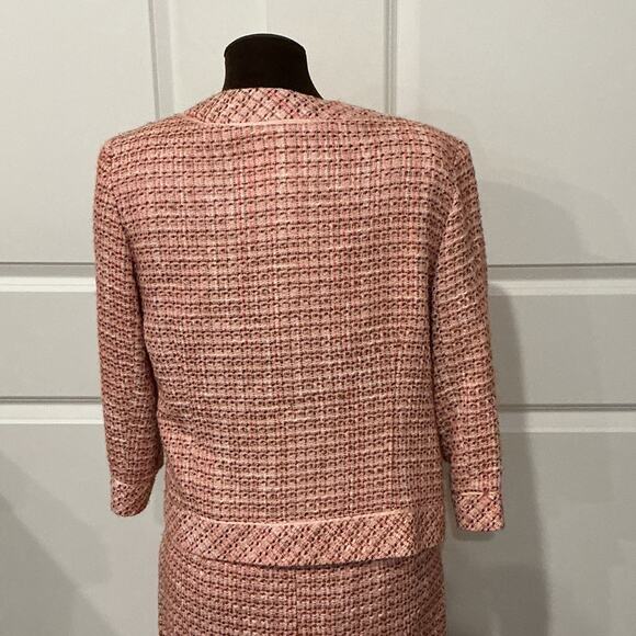 Logic Women’s Academia Career Pink Tweed Plaid Pencil Skirt Set Suit Size 10 - Picture 7 of 13